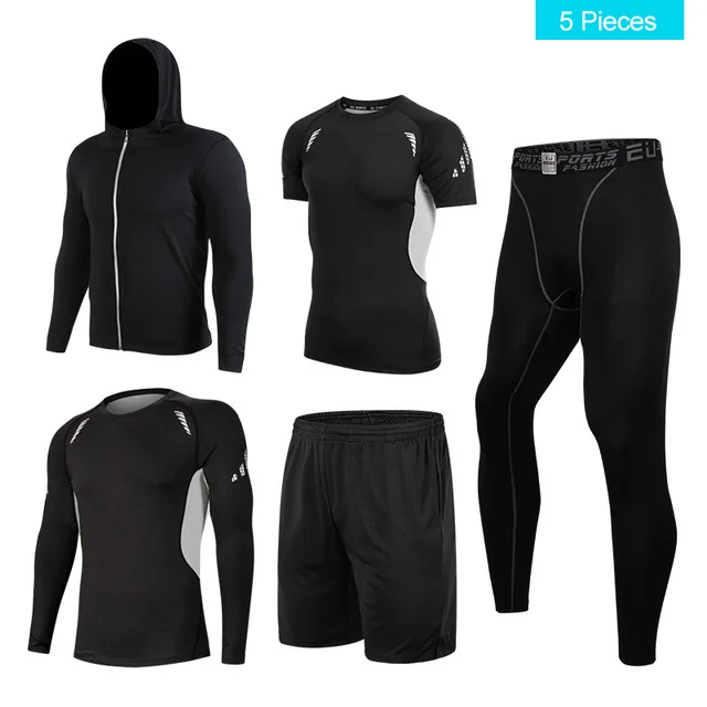 EU Men Quick Dry Breathable Workout Suits Mens Compression Running Sets