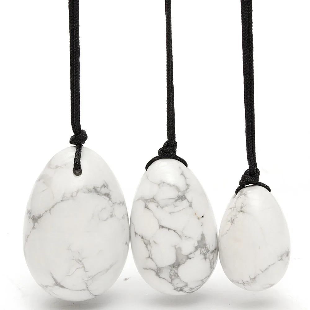 3 قطعة/المجموعة الأبيض Howlite كريستال البيض مع حبل يوني البيض تدليك اليد مدلك الكرة ل كرة التمرين تدليك العناية بالصحة