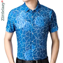 Брендовая Повседневная летняя приталенная Цветочная гавайская рубашка с коротким рукавом, Мужская Уличная одежда, мужская одежда, модные рубашки Джерси 212