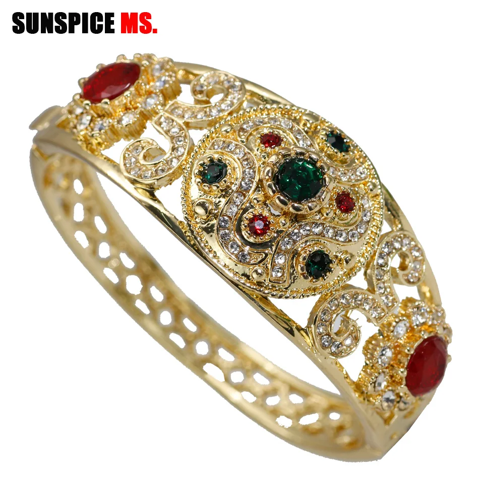 SUNSPICEMS модный Кавказский этнический свадебный браслет для женщин золотой цвет