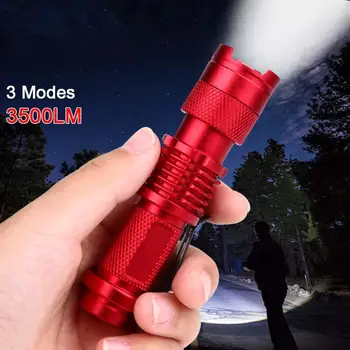 

Red Mini LED penlight 3500 LM LED Flashlight Torch 3 Modes zoomable Adjustable Focus Lantern Portable Light AA 14500 battery