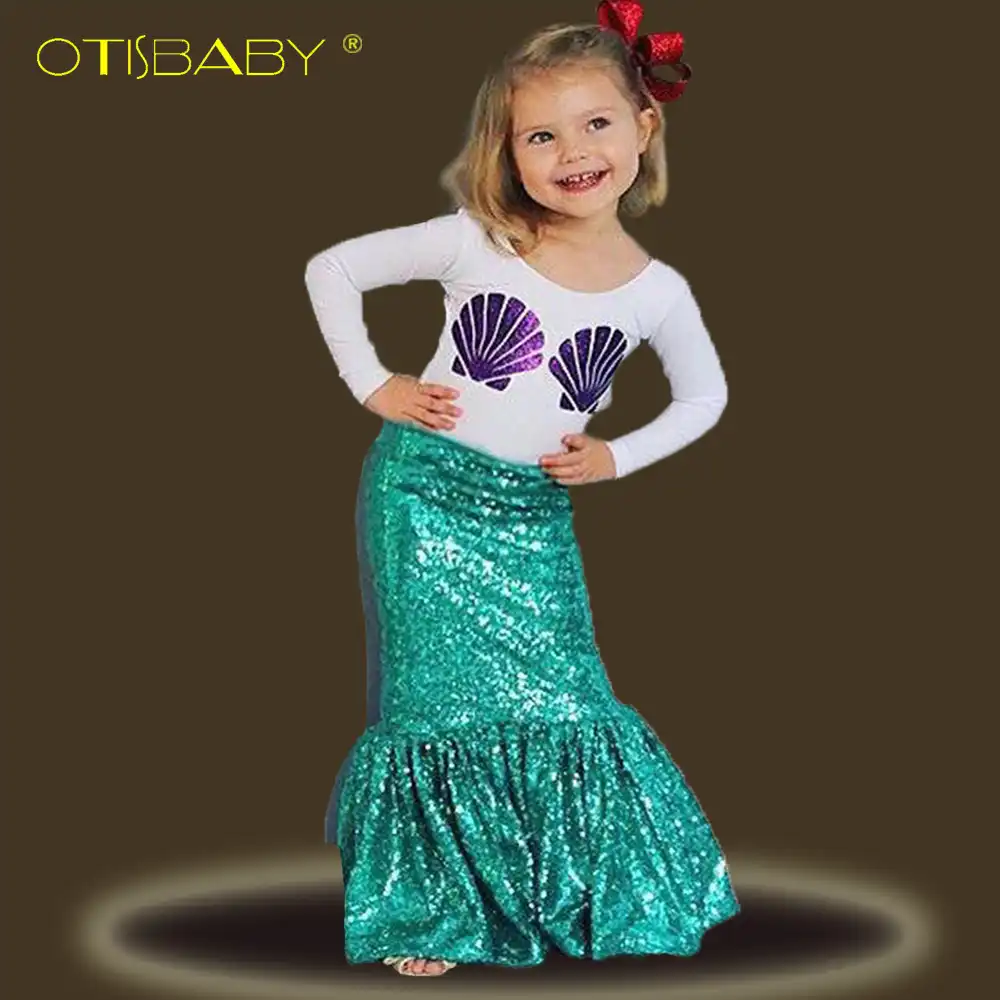 Conjuntos De Ropa De La Sirenita Para Ninas Camisetas De Manga Larga Con Carcasa Purpura Y Faldas Verdes Ariel Vestidos De Fiesta Para Ninos Pequenos Conjuntos De Ropa Para Ninas Para Ninasconjuntos De Ropa