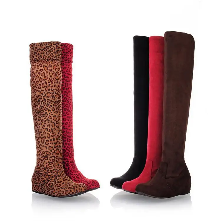 Black Red Leopard Suede Flat Bottom Low 