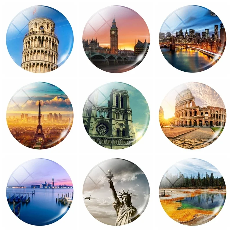 

50mm USA Spain France Italy Fridge Magnet Souvenir New York Paris Roman Colosseum Tower of Pisa Statue of Liberty Eiffel Tower