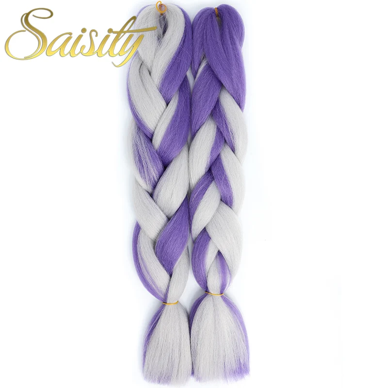 Saisity Synthetic Crochet Hair Extensions Jumbo Braids Purple Pink Blue Red Blend Color Braiding Hair