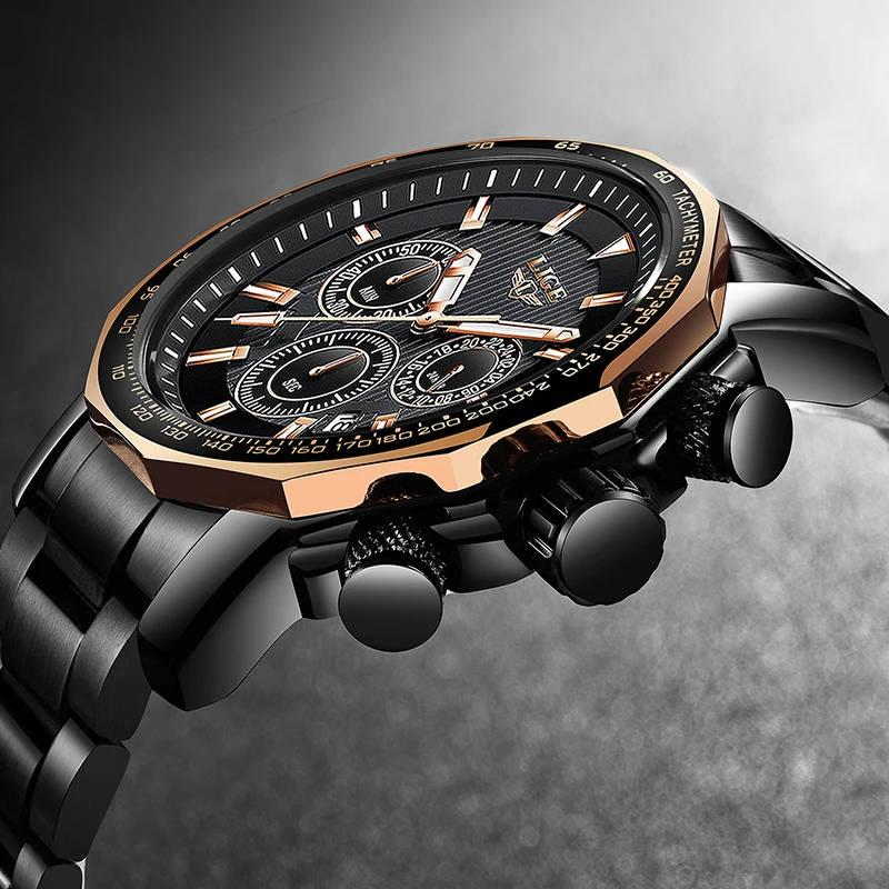 2019 New LIGE Mens Watches Top Brand Luxury Men's Waterproof Military Sports Watch Men All Steel Quartz Clock Relogio Masculino