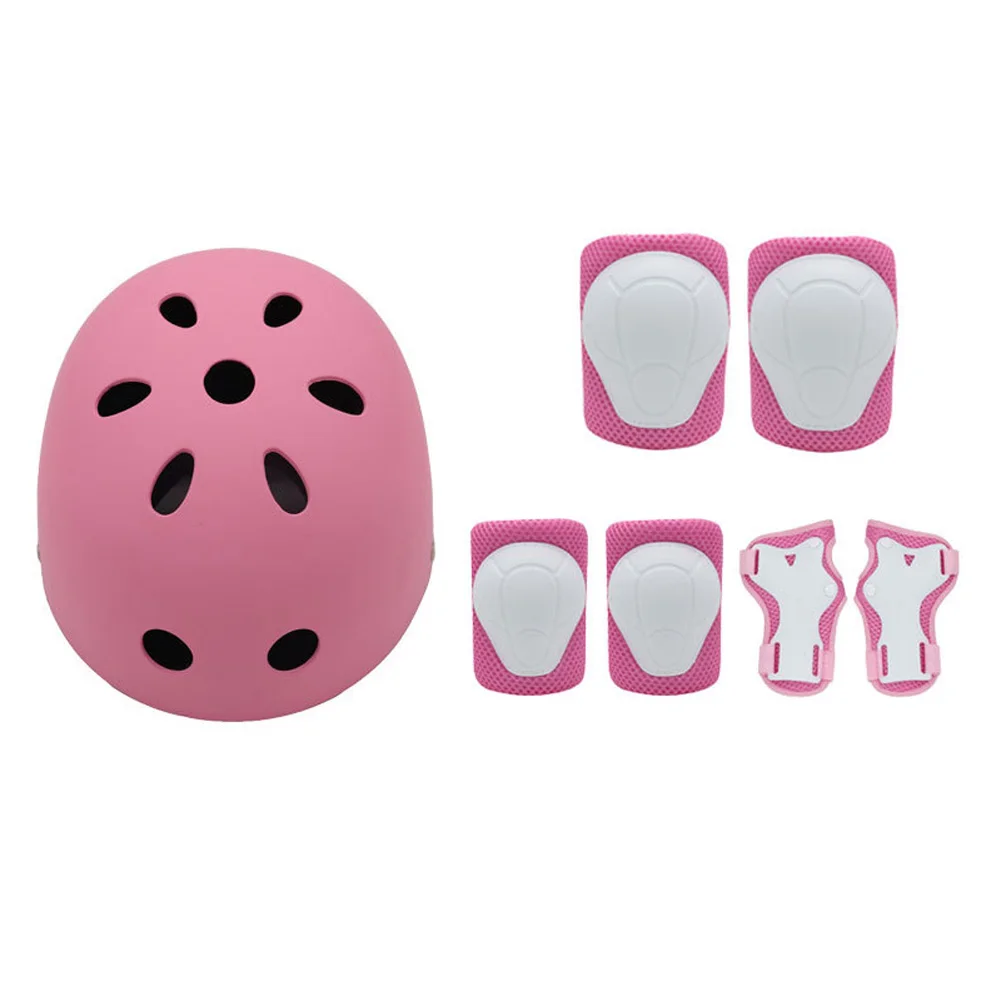 7 шт./компл. детский шлем на колено локоть запястье колодки комплект для велосипеда для скейтборда и роликов Велосипедный спорт YA88 - Цвет: Розовый