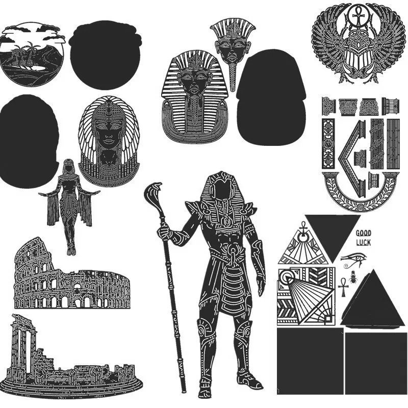 

Egyptian Pyramids Pharaoh The Lion-Faced Man Metal Cutting Dies Stencils For DIY Scrapbooking Decoration Embossing Craft Die