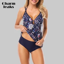 Charmleaks Women Tankini Set Two Piece Swimsuit Vintage Floral Printed Swimwear Strappy Bandaged Sexy Bikini Bathing Suit Charmleaks Women Tankini Set Two Piece Swimsuit Vintage Floral Printed Swimwear Strappy Bandaged Sexy Bikini Bathing Suit