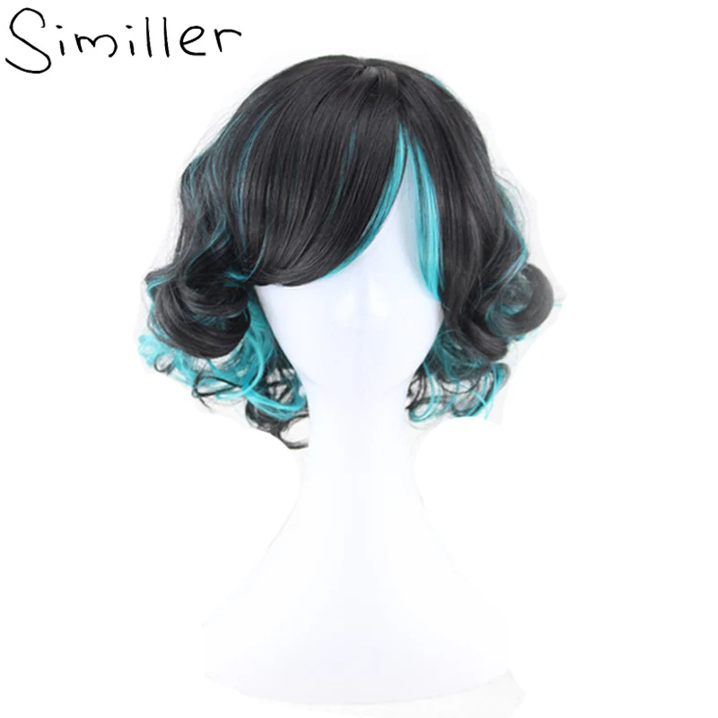 Короткие искусственные волосы Similler для косплея фиолетовые черные зеленые