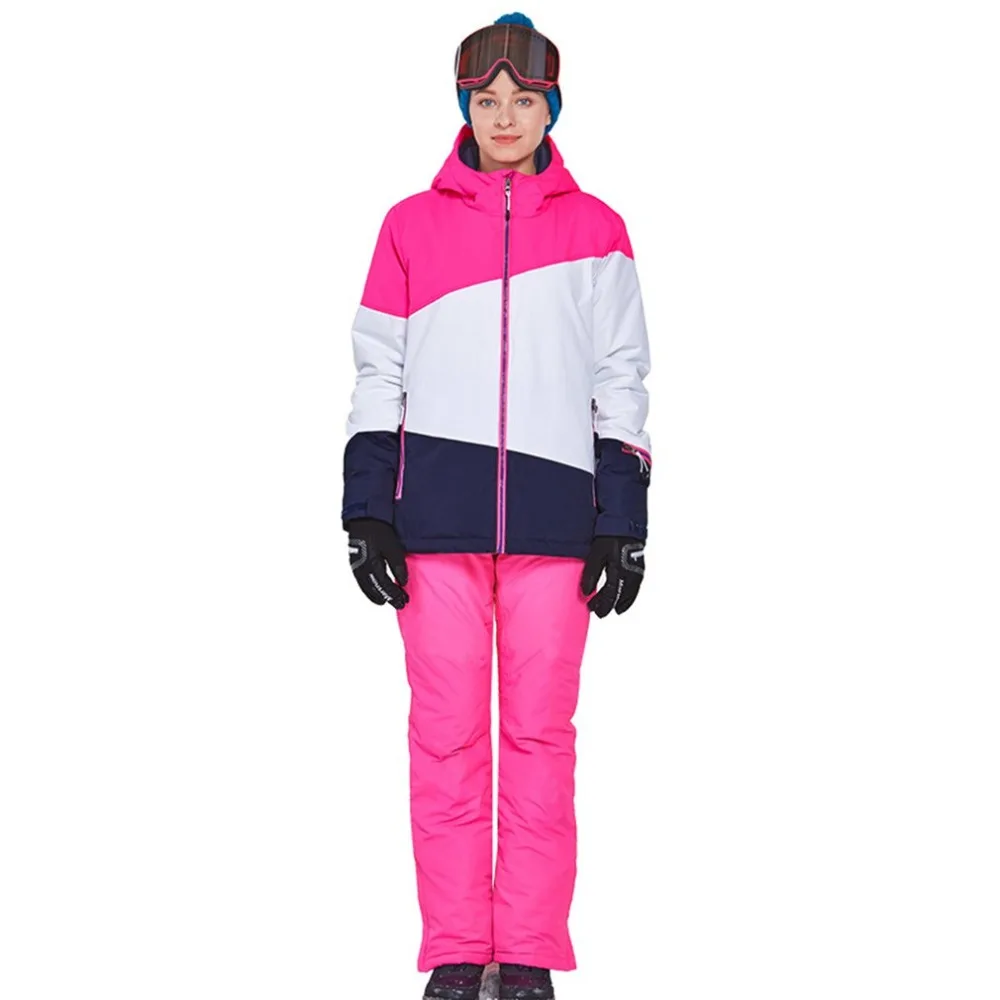

phibee Ski Suit Waterproof Pants+Jacket Set Winter Sports Thickened Clothes Adult's Ski Suits
