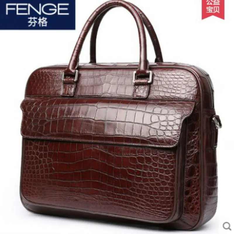 

Fenge crocodile leather men handbag business portfolio genuine leather cross section large capacity, portable bag male bag