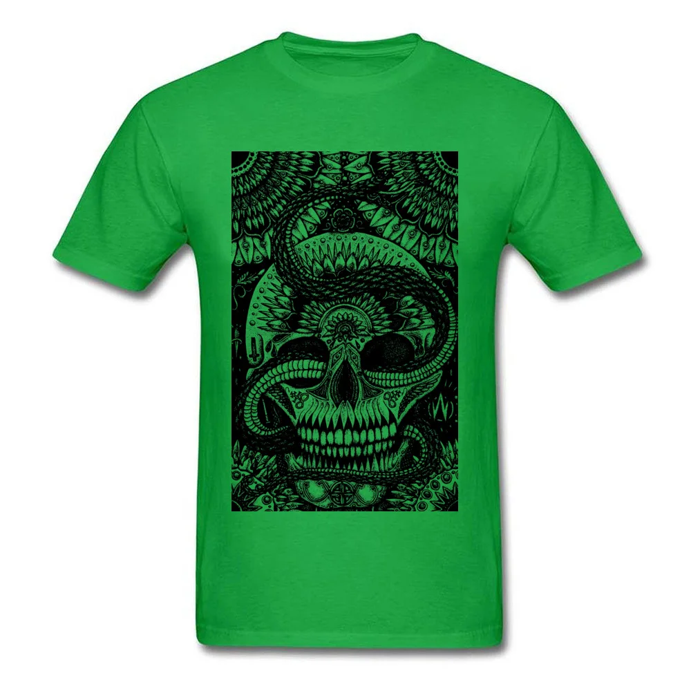  Men T Shirts Skull Snake Mandala Funny Tops & Tees Cotton Crewneck Short Sleeve Casual Tshirts April FOOL DAY Skull Snake Mandala green