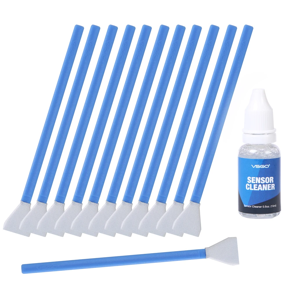 VSGO Camera Sensor Cleaner Liquid with Dustfree CCD Swab 12PCS Blue Package Traditional DDR-16 for Nikon Sony Canon