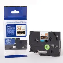 24 мм Tze354 золото на черном Tz-354 Совместимость для принтеров Brother P-touch этикетки ламинированная этикетка переключение на ноль лента Tze-354 Tz354