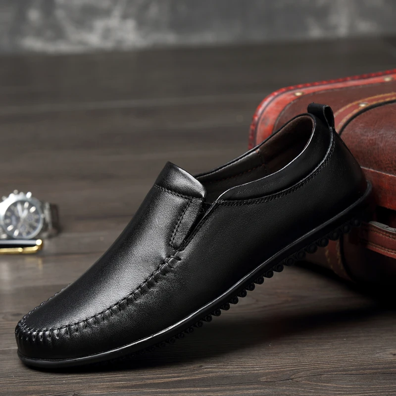 

Men Shoes genuine Leather Casual Fashion shoes outdoor round Toe Loafers Men Dress Business Formal Men's Shoes size 38-46 L4