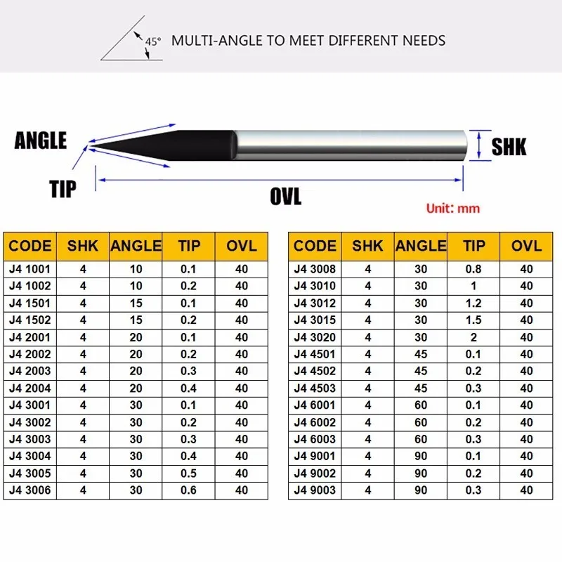 Мм 1 шт. 4 мм Гравировка Биты точность шлифования V форма карбида PCB измельчители ЧПУ Инструмент машины интимные аксессуары