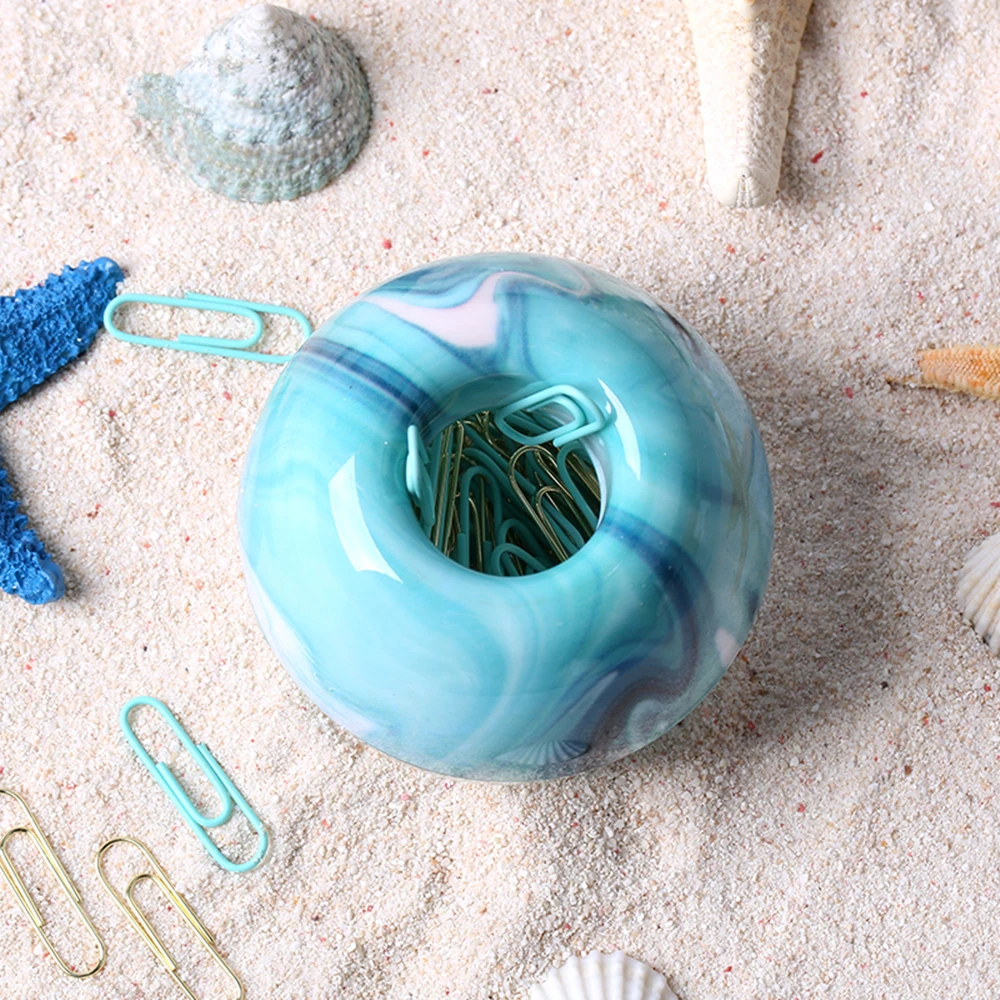 blue paper clip holder dispenser magnet lib container