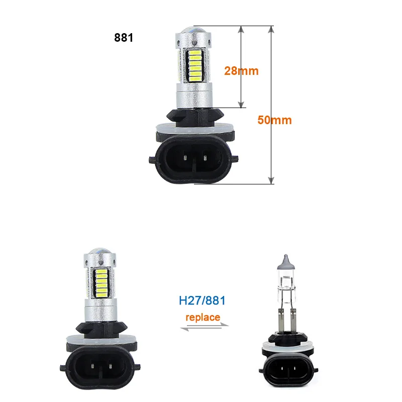 SAARMAT 2 * Высокая мощность 6500K белый 30 SMD 4014 881 889 H27 светодиодный Сменные лампы для