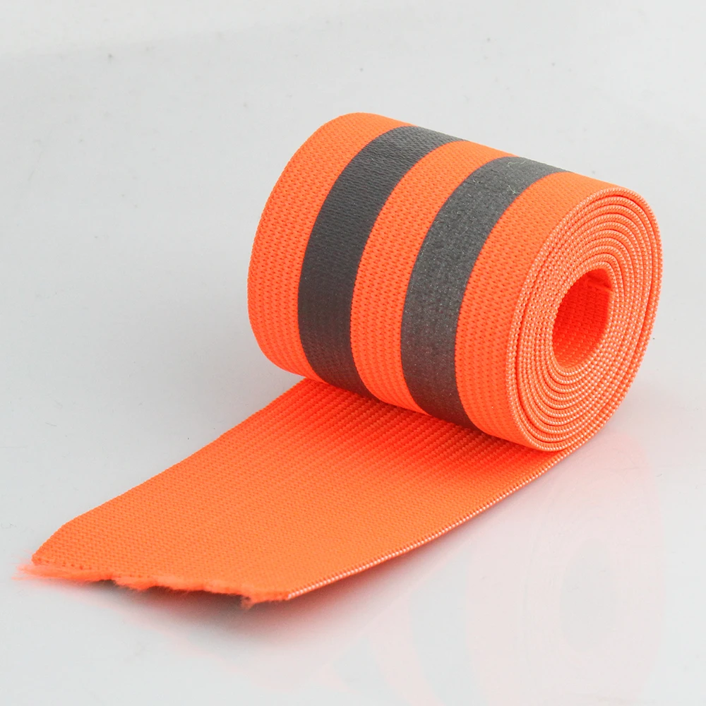 1meter Orange Silver Reflective Elastic Tape Band Cord Belt Fabric Wide