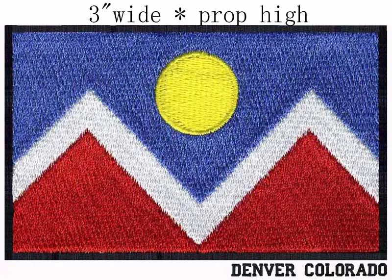 Denver, Colorado USA Flag 3"wide embroidery patch for a cross/one Moon