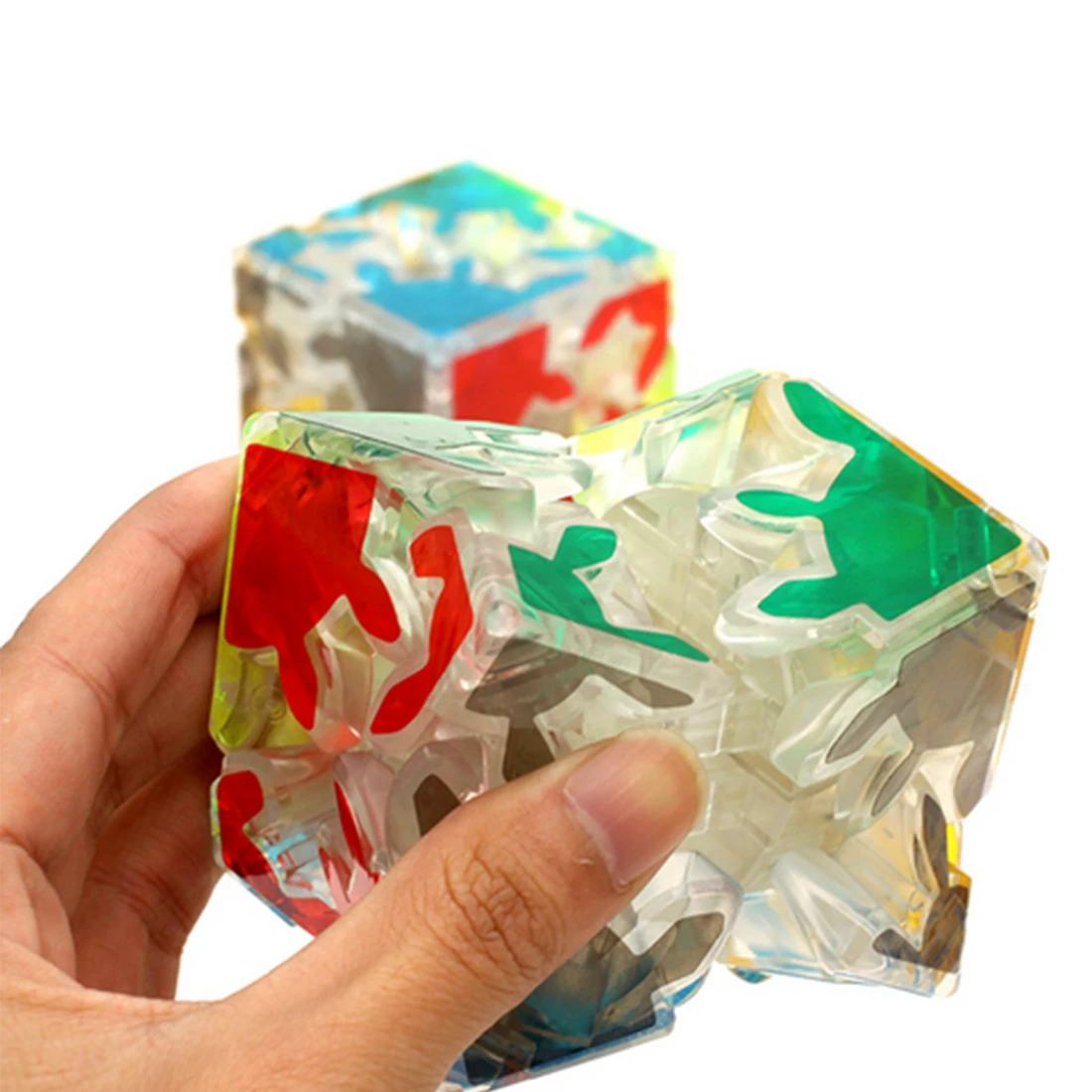 Прозрачный 2x2 магический Шестерни кубическая Головоломка с быстрым кубом игрушка прозрачные наклейки в форме Куба