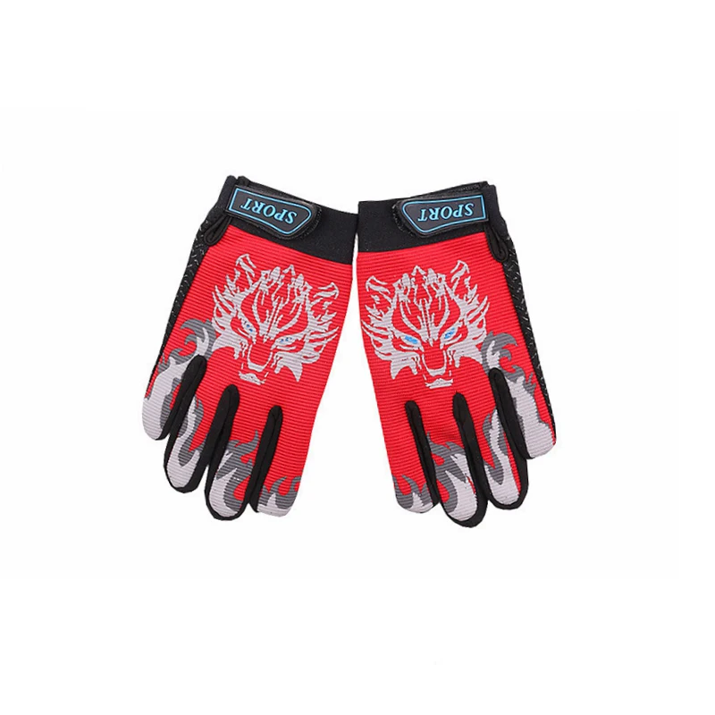 Перчатки для От 5 до 13 лет; детские противоскользящие перчатки с волками; сезон осень-зима; теплые детские уличные перчатки для подарка - Цвет: Red