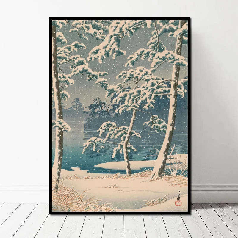 

Snow Temple Kawase Hasui Art Art canvas Poster Japanese Style poster Wall Pictures for Living Room No Frame