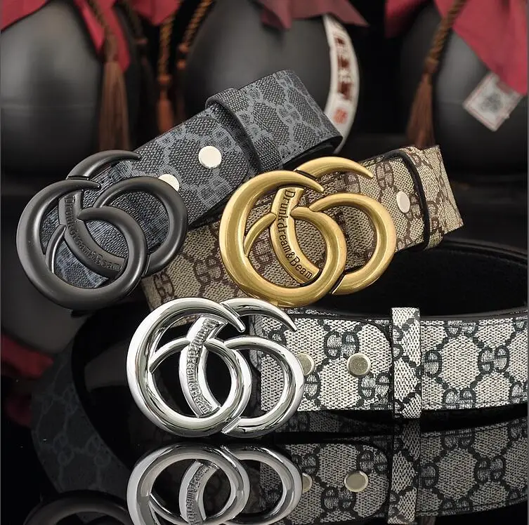 

2019 New Fashion classic Style Real cowhide man women leather leisure belt Gold Silver black buckle fashion popular lady straps