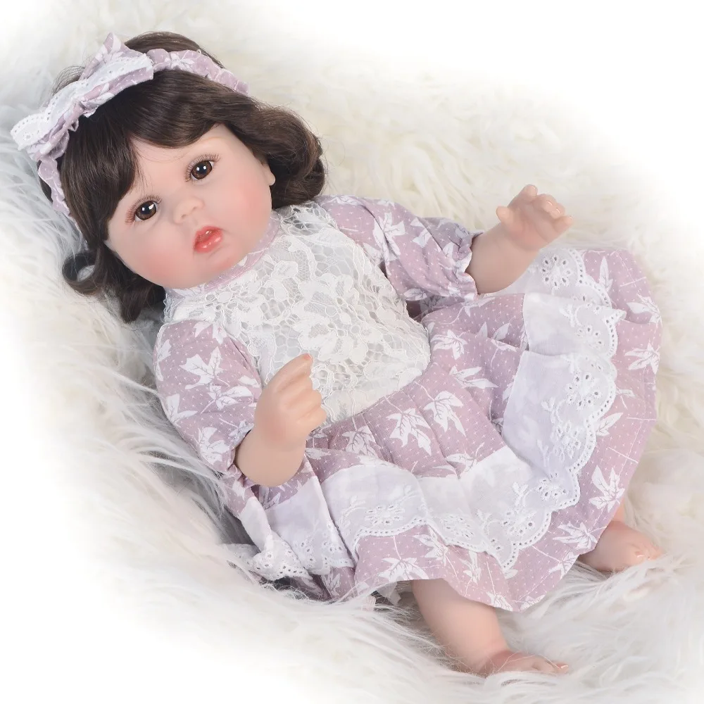 

Cute girl bebes reborn dolls curly hair vinyl silicone reborn baby dolls toys for children gift boneca reborn menina 42cm