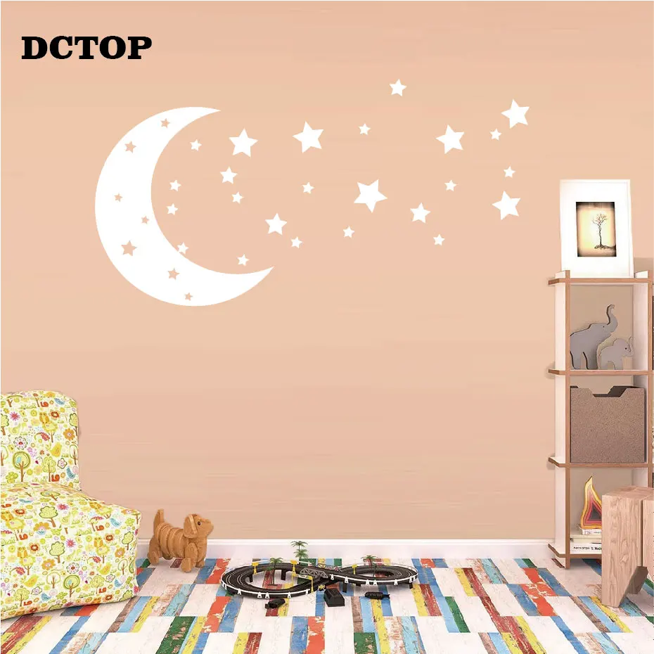 

Moon And Stars Wall Stickers Celestial Baby Girls Boys Rooms Nursery Removable Art Decals Children Bedroom Home Decoration