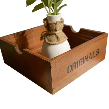 

Retro Wood Household Decor Storage Box Made of Solid Wood To Decorate Your Home Small Pots Vase