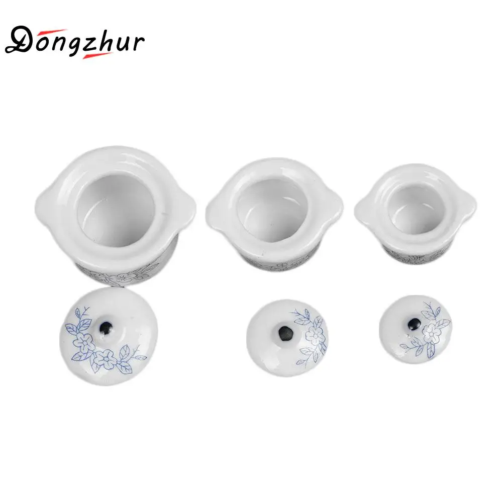 

Dongzhur 3pcs/Set Mini Dollhouse 1:12 Miniature Kitchen Ceramic Pot Mini Porcelain Kitchen for DIY Dollhouse Miniaturas 1:12