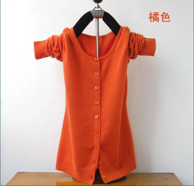 Женский кашемировый кардиган с О-образным вырезом вязаная рубашка тонкая Корейская версия большого размера короткий свитер женское платье
