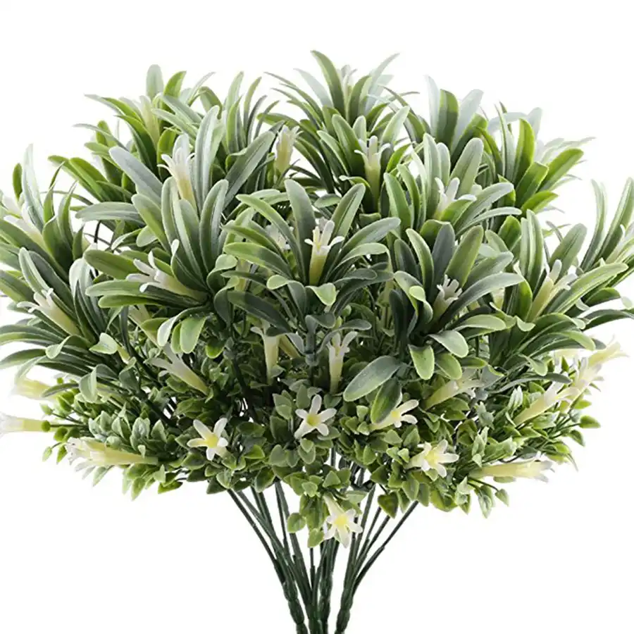 Artificial Plastic Lily Flowers Plants Fake Leaves Garden Shrubs