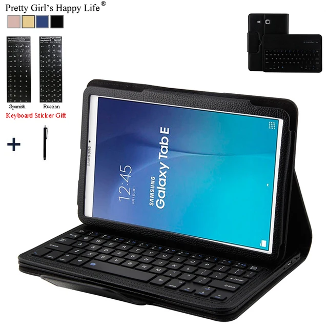 Cheap For Samsung Galaxy Tab E 9.6 T560 Wireless Bluetooth Keyboard Case For Samsung Tab E 9.6 Tablet Flip Leather Stand Cover +Stylus