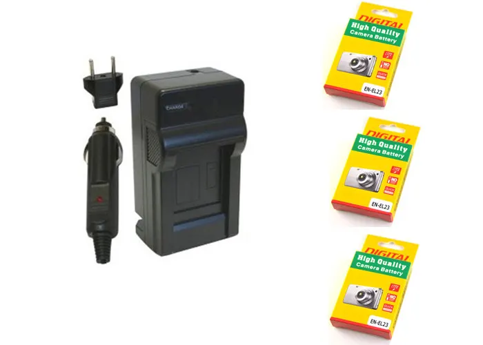 

3X EN-EL23 ENEL23 EL23 Equivalent Camera Battery + Charger for Nikon COOLPIX P600, P610, B700, P900, and S810c Cameras