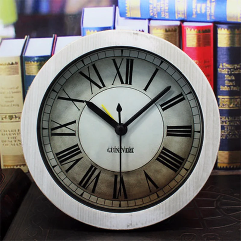 Digital Wood Alarm Clock Table Bedroom Study Desktop Decoration European Retro Nostalgic Circular Muted Roman | Дом и сад