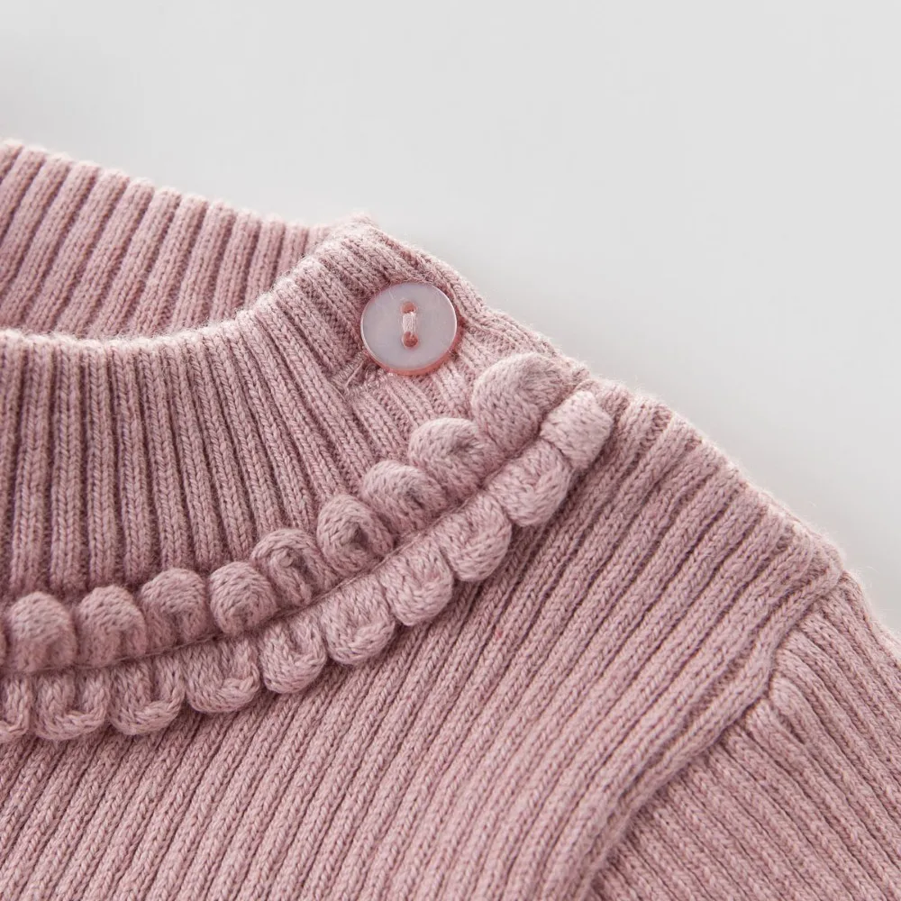 DB4151 dave bella/осенний Однотонный свитер для маленьких девочек розовый, бежевый, серый текстильный хлопковый кашемировый шерстяной свитер для девочек
