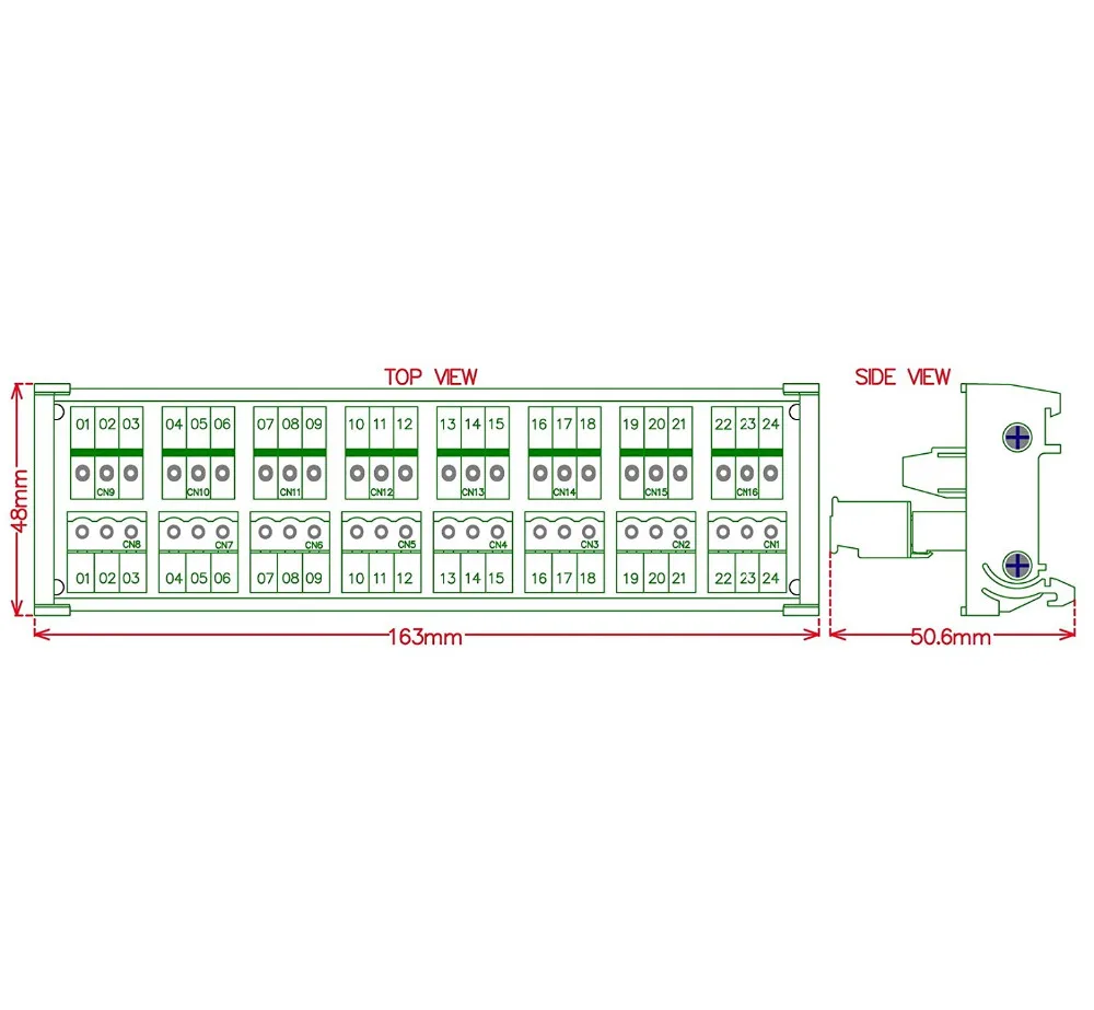 Электроника-салон DIN рейку подключаемый 8x3 Положение 10A/300 V винтовой клеммный блок распределительный модуль.(Боковой провод соединяется