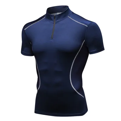 Гимнастическая майка Для мужчин одежда спортивные рубашки Для мужчин футболка для тренировок Мужская футболка для бега рубашка Спортивная одежда спортивные рубашки с коротким рукавом - Цвет: Navy Blue-Grey Line