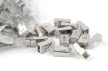 

100 PCS SHIELDED Metal RJ45 Ethernet Network Ends 8 pin Connectors 8P8C Cat5e RJ45 Shielded LAN Ethernet Plugs With steel
