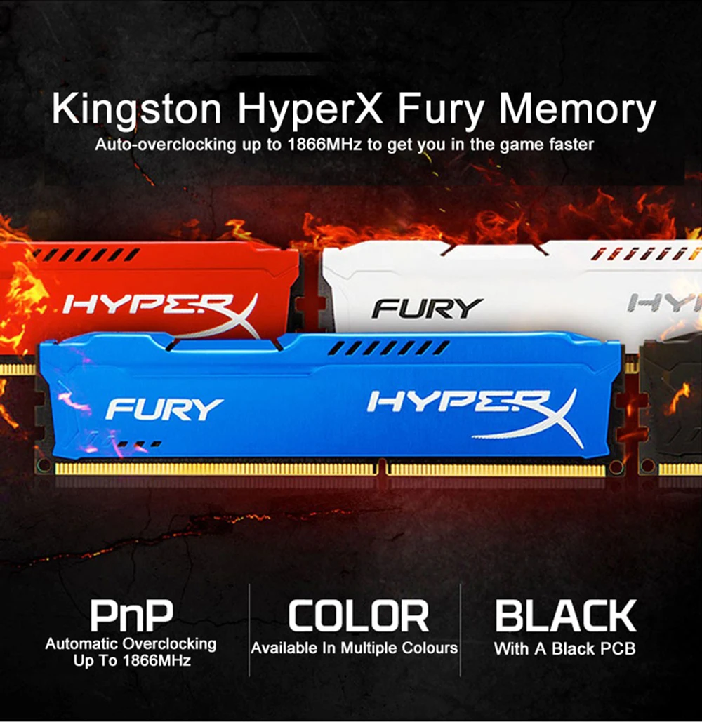 Kingston HyperX DDR3 4 Гб памяти FURY 4 Гб оперативной памяти ddr3 1866 МГц память DDR3 CL10 для настольных ПК Playerunknown's battlegrounds Gaming