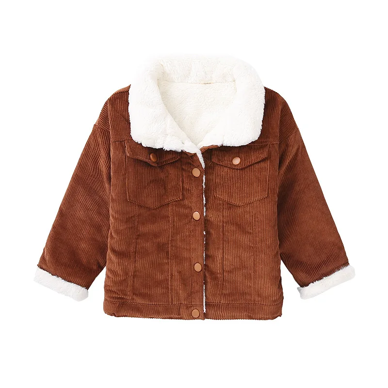 

3-12 yrs baby girls winter thick warm corduroy coat long sleeve fleece tops kids autumn clothes school style little girl outfits
