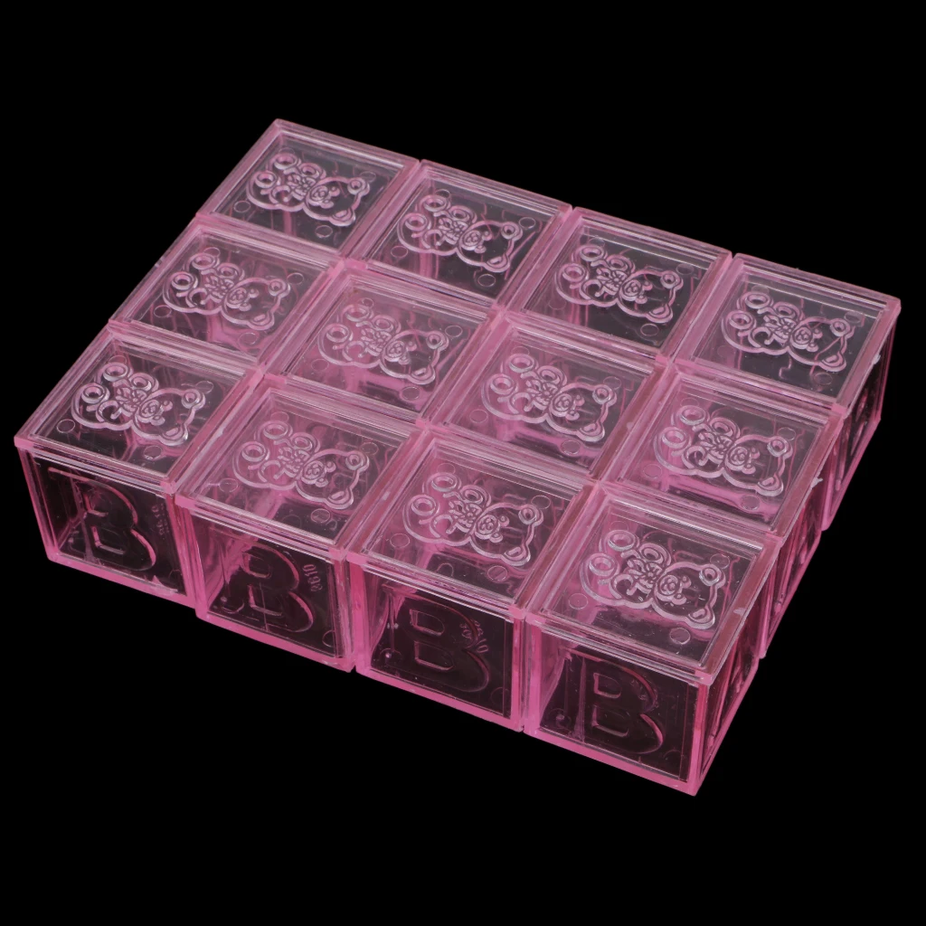 12 Pieces Blocks Design Cute Bear Pattern Candy Box Wedding Baby Shower Party Candy Gift Box 