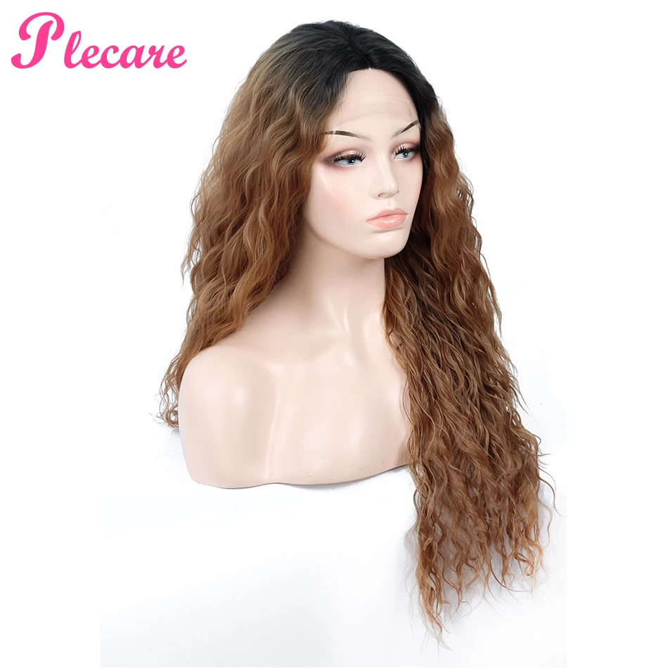 Plecare 28"Inch Blond Pruiken Kinky Curly Synthetic Lace Front Wig for Black Women High Temeperature Fiber Hair Pink Wigs