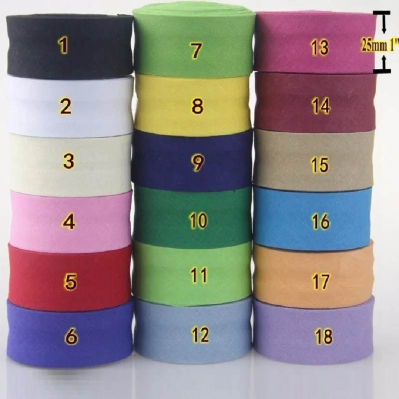 

1" (25mm) width Single Cotton Folded Bias Tape Ironed Bias Binding for Garment Table Cloth Quilt DIY craft sewing tape 5meters