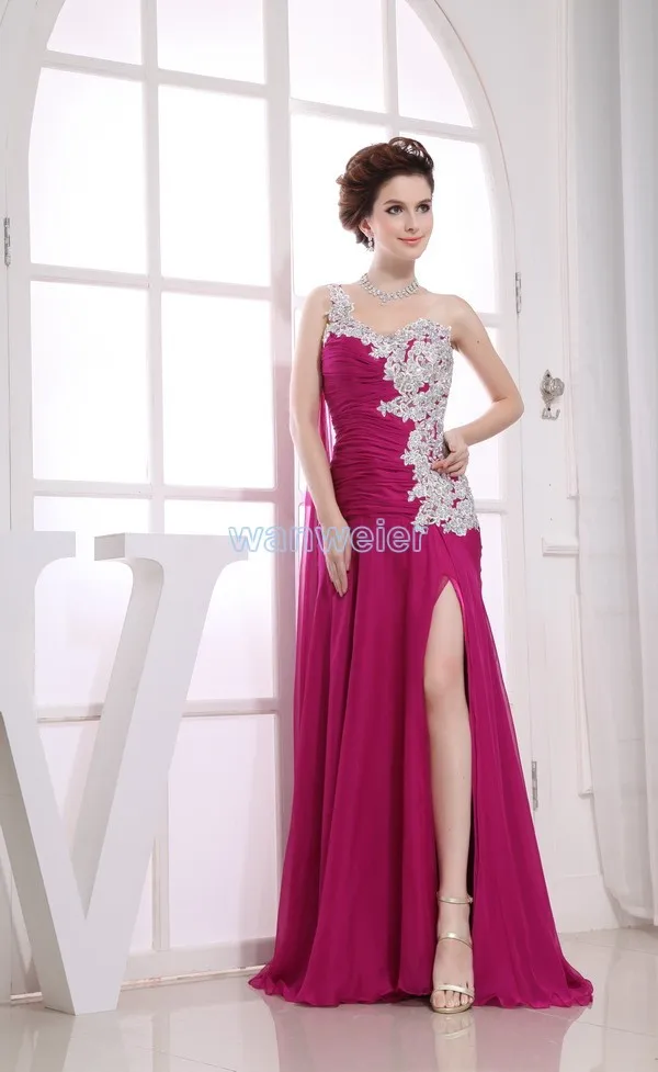 

free shipping vestidos formales 2013 new arrived sexy dress one shoulder lace purple chiffon maid maxi dresses long prom Dresses