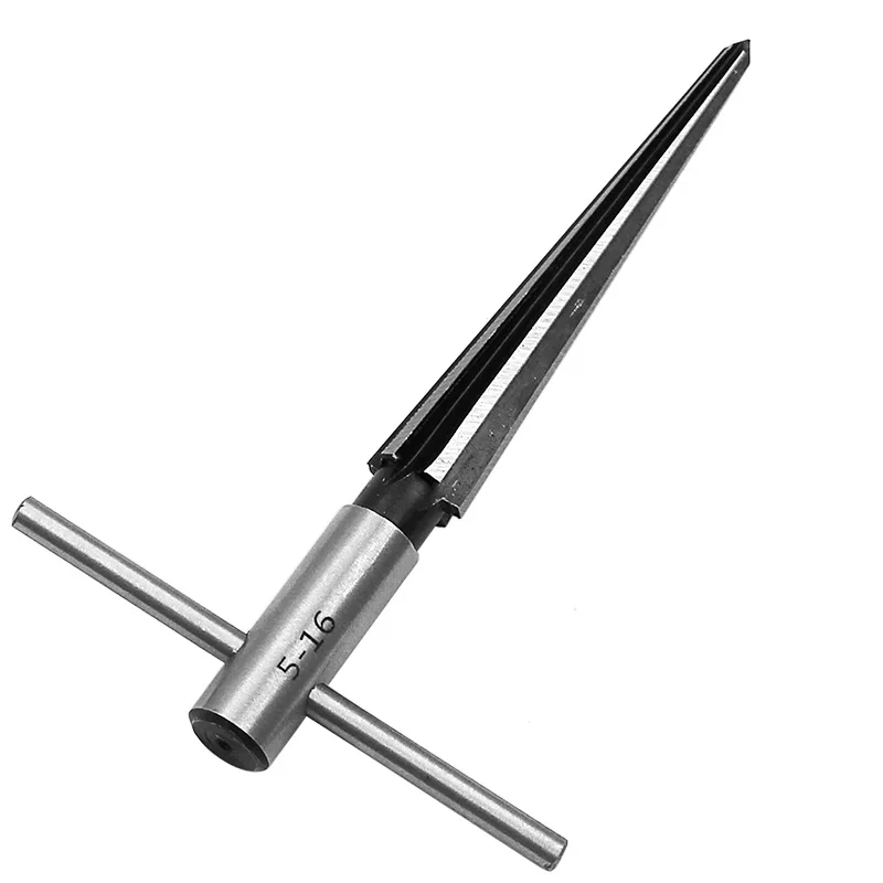 5-16mm Bridge Pin Hole Hand Held Reamer T Handle Tapered 6 Flute Chamfer Reaming Woodworker Cutting Tool Core Drill Bit