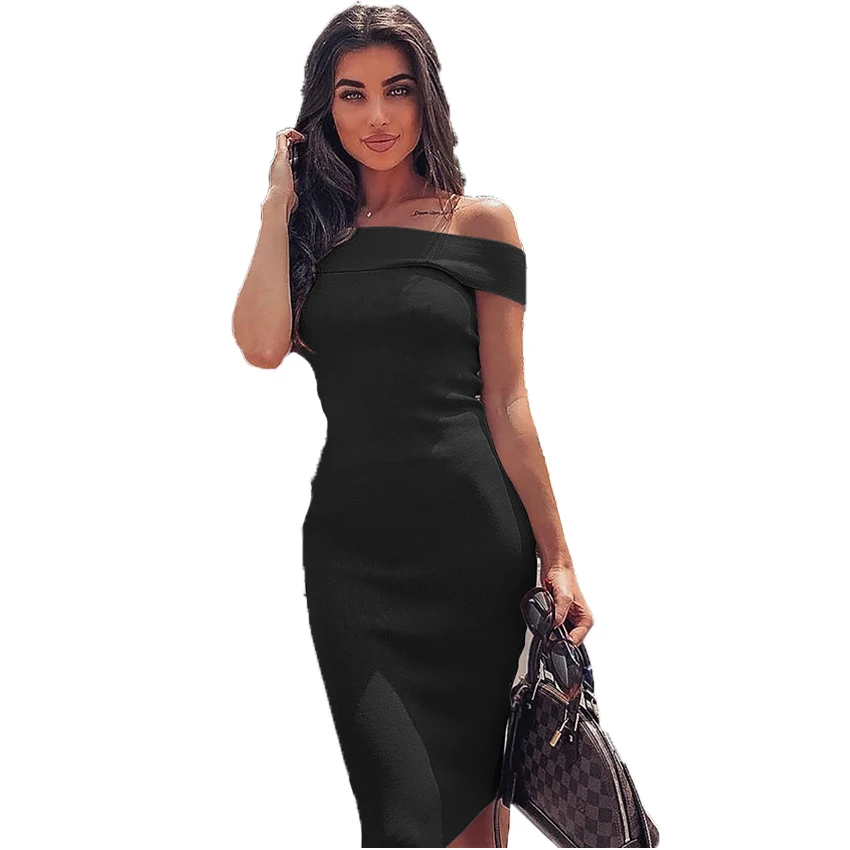 

Summer Dress 2019 Holiday Fashion Women's Dresses Elegant Off Shoulder Slash Neck Party Dress Midi Sundress Vestidos Clothes